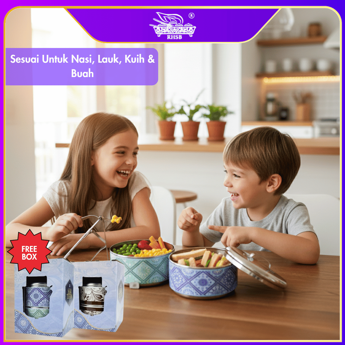 [1 PC] Mini Tiffin Stainless Steel 2 Tier | Mangkuk Tingkat Doorgift Kahwin Nikah