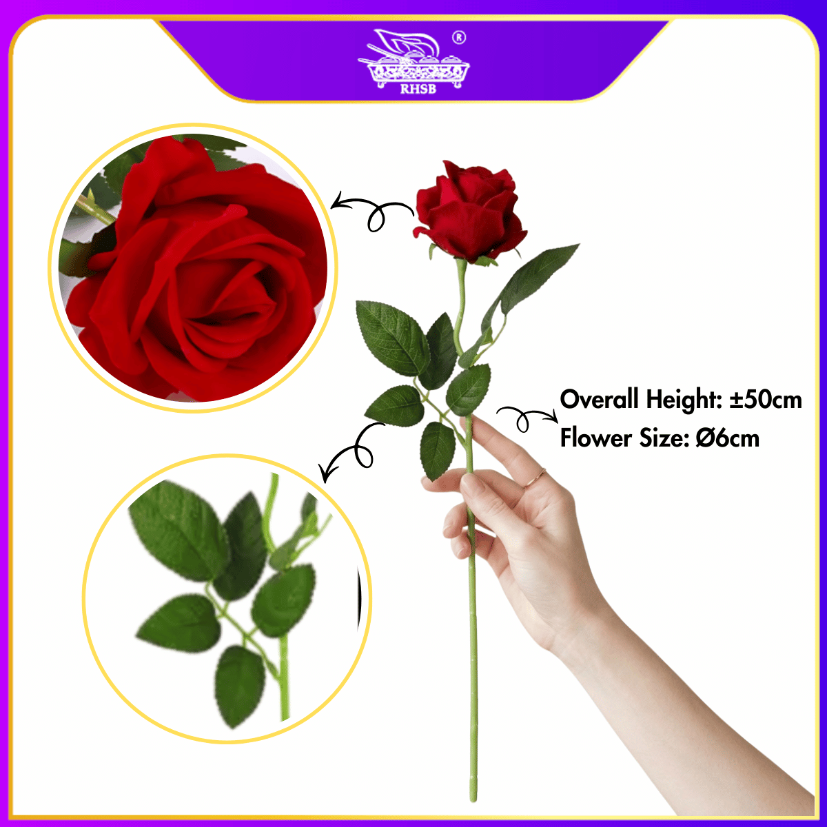 [1 PC] 1-HEAD ARTIFICIAL VELVET ROSE / VINTAGE ROSE/ BUNGA ROS/ BUNGA HIASAN / ARTIFICIAL FLOWER / RED ROSE/ ROSE BOUQUET AF1949
