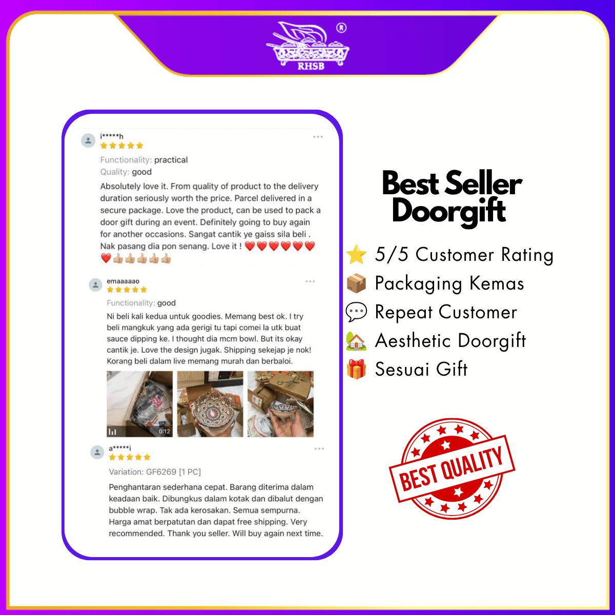 [10 SET]  6 Inch Bohemian Melamine Plate + Free Box | Doorgift Kahwin Premium | Hadiah Tetamu Unik Eksklusif GF6404