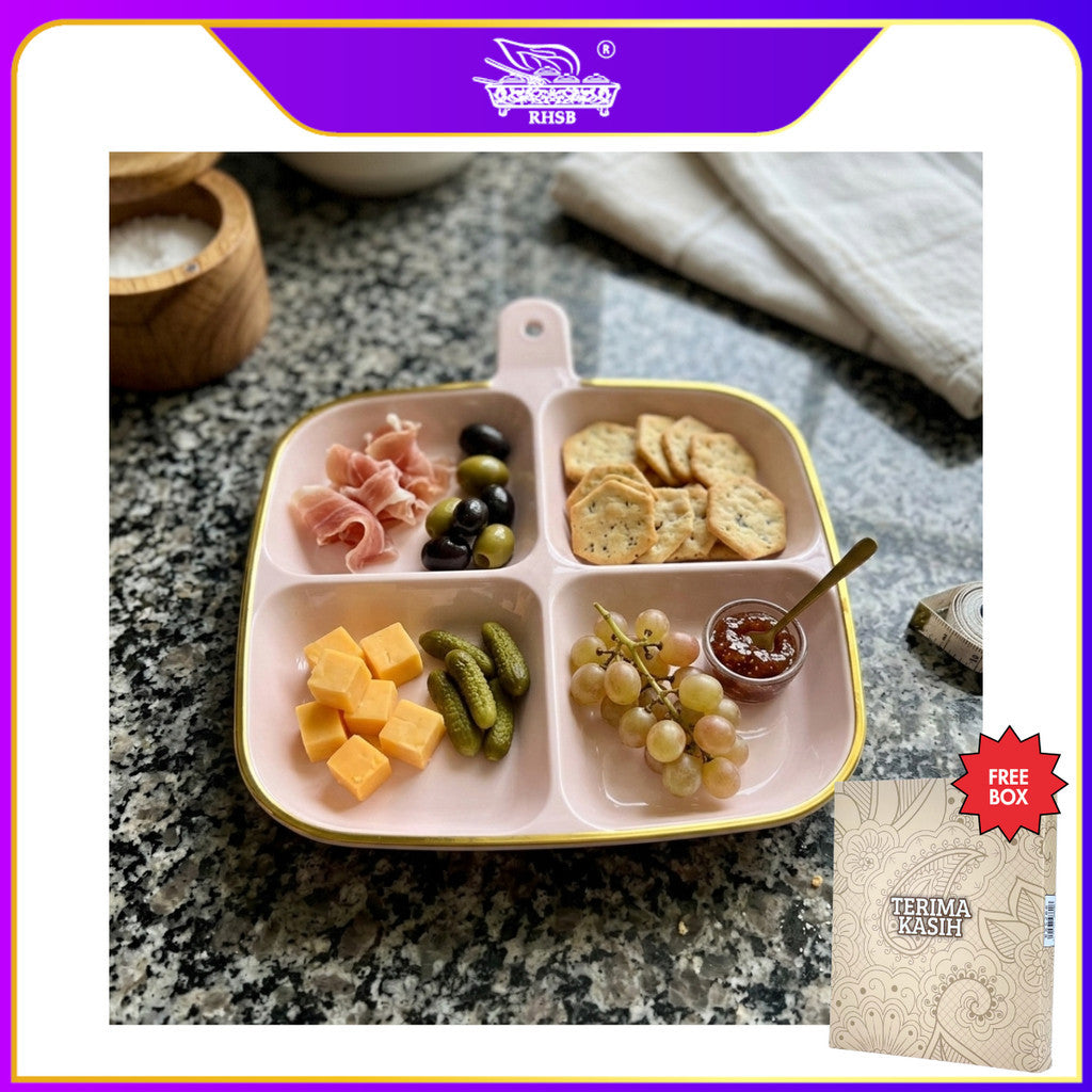 [10 SET] Doorgift Kahwin Pinggan Petak 4 Bahagian | Tray Sos Buah Kuih Snek Hidangan Tetamu GF6407-GF6408
