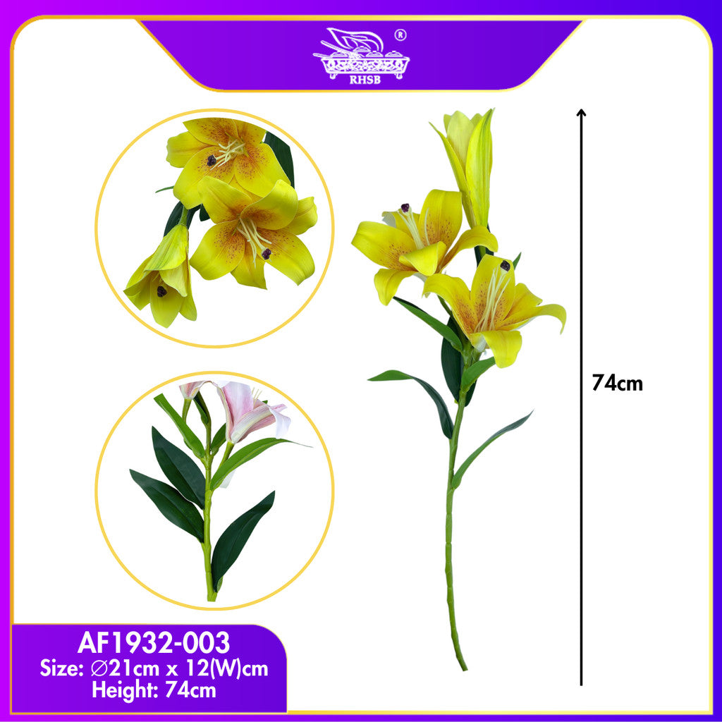 [1 PC] 74cm Artificial Lily Flower 3 Heads / Bunga Lily / Bunga Hiasan Rumah / Flower Bouquet AF1932