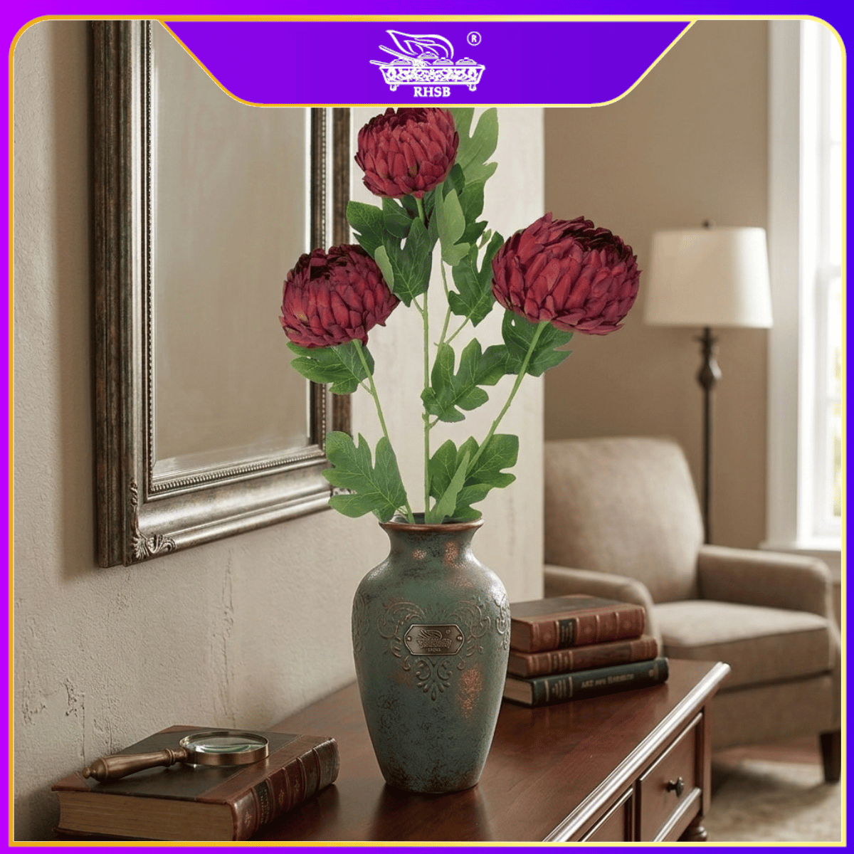 [1 PC] 64CM Artificial Chrysanthemum Flower Stem / Bunga Hiasan Kekwa / Tall Fake Flower for Home Wedding Decoration AF1947