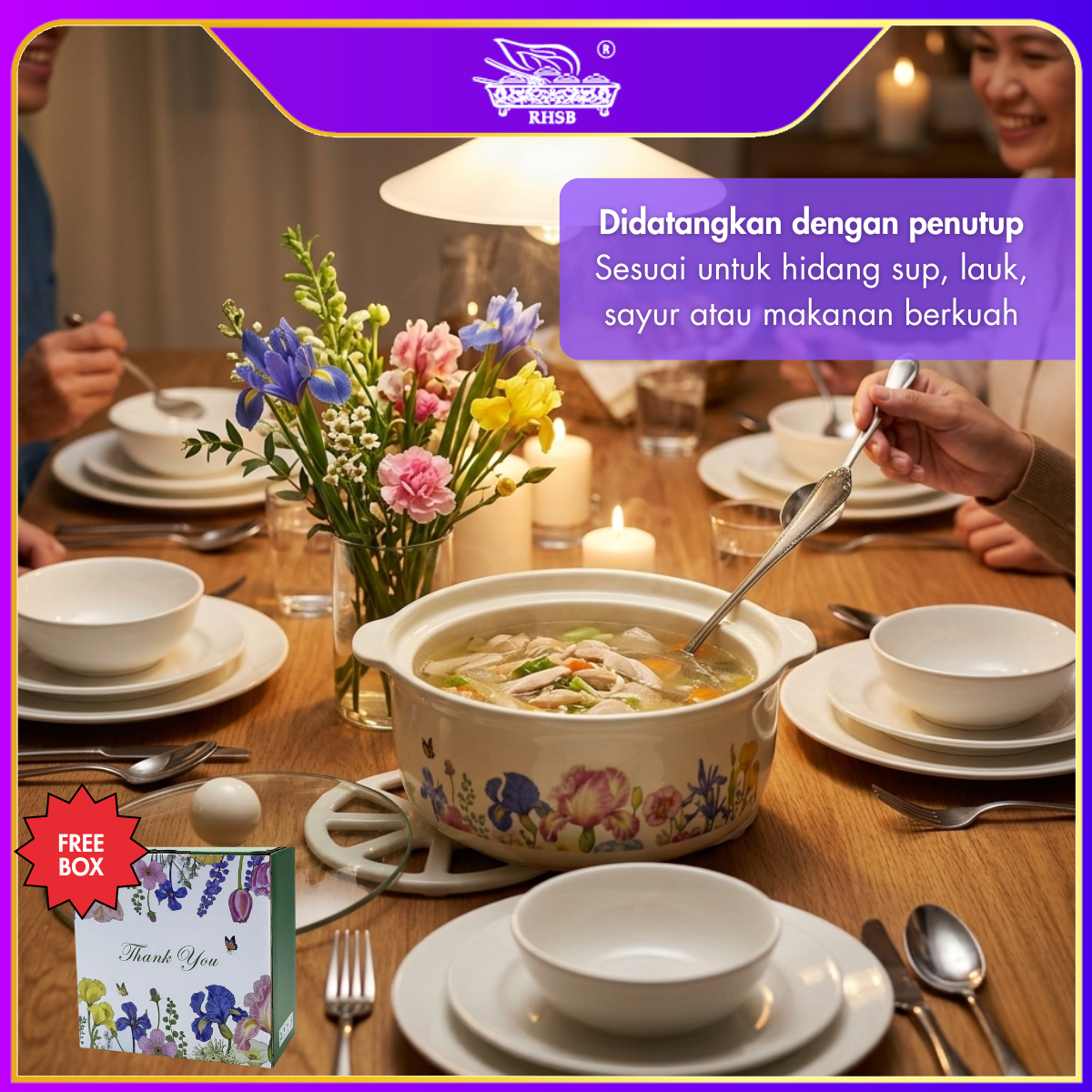 [1 PC] Doorgift Mangkuk Ramen Ceramic Dengan Penutup & Pemegang | Cute Bowl Mangkuk Mee Sup Maggie Noodle Microwave Safe GF6445-GF6447