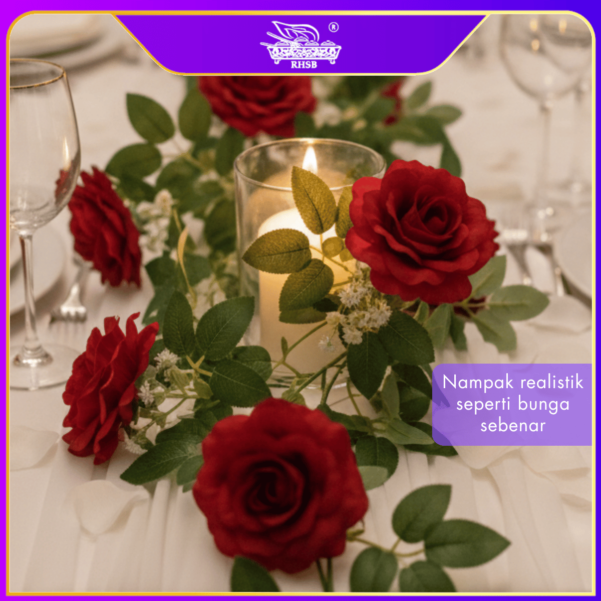 [1 PC] 2.4M Artificial Rose Flower Vine | Bunga Rose Tiruan Menjalar Hiasan Kahwin Pelamin Dinding