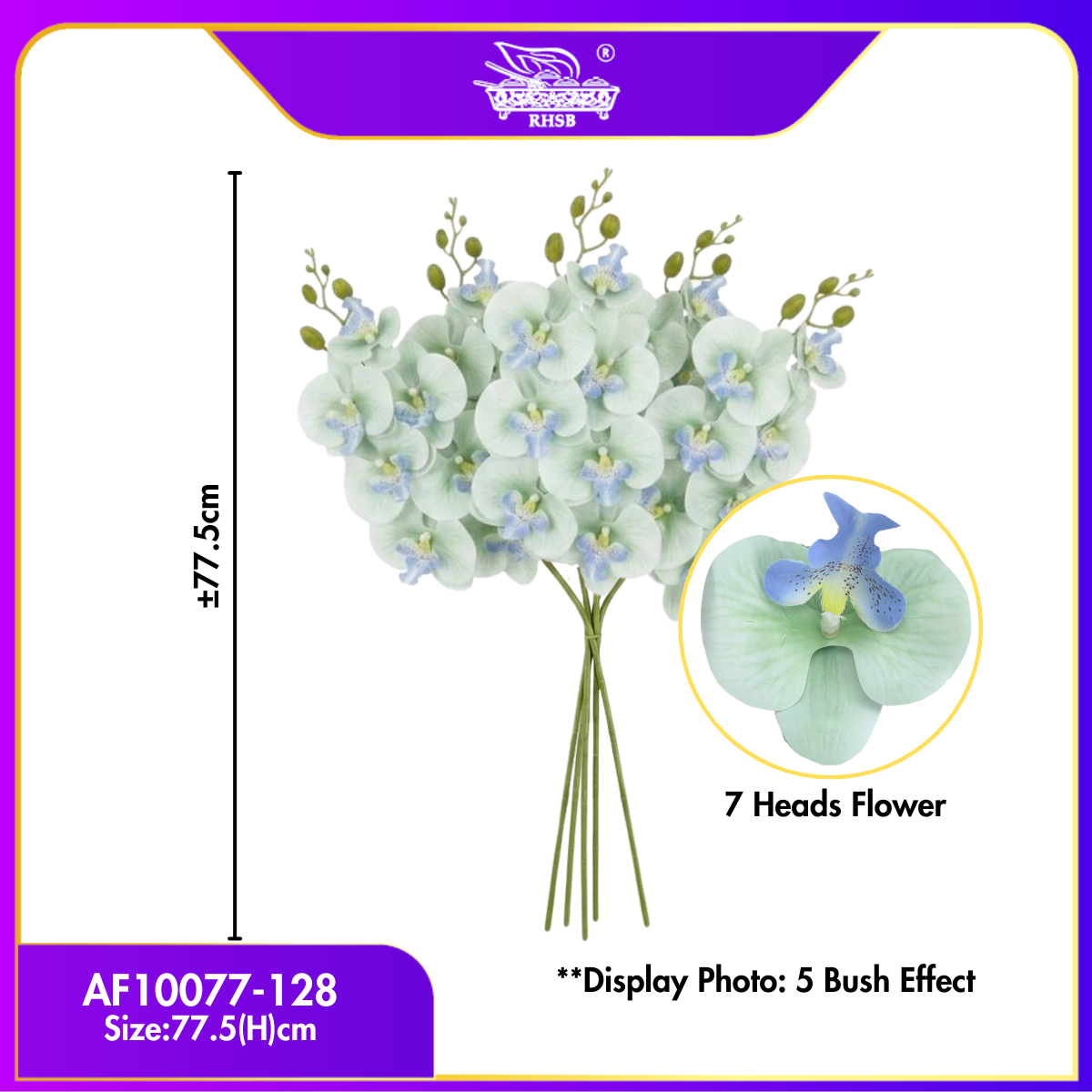 [1 PC] Artificial Orchid Latex 77cm | Bunga Orkid Latex Hiasan  AF10077