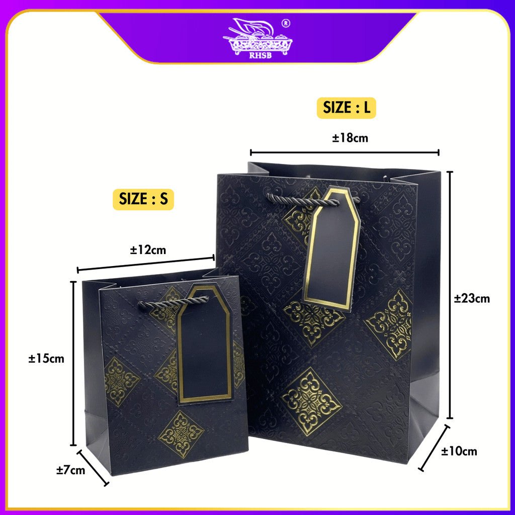 [P10P] PREMIUM  GOLD HOTSTAMPING PAPER BAG / GOODIES BAG / BEG JAMUAN / WEDDING GIFT BAG / DOORGIFT / PB3224