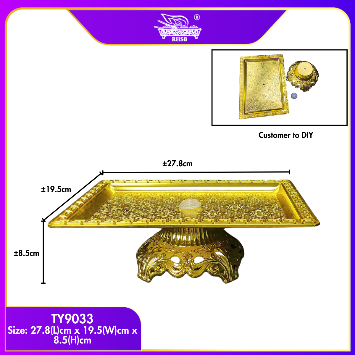 [1 PC] Dulang Hantaran Kayu Elegant Premium | Wooden Tray Gold Black White Kayu | Kahwin Nikah Tunang Murah Cantik MY