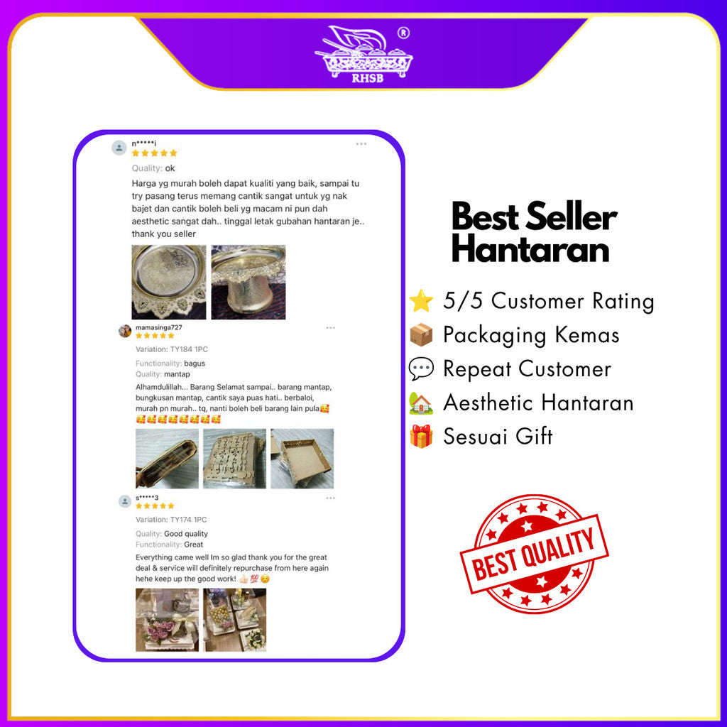 [1 PC] Dulang Hantaran Kayu Elegant Premium | Wooden Tray Gold Black White Kayu | Kahwin Nikah Tunang Murah Cantik MY