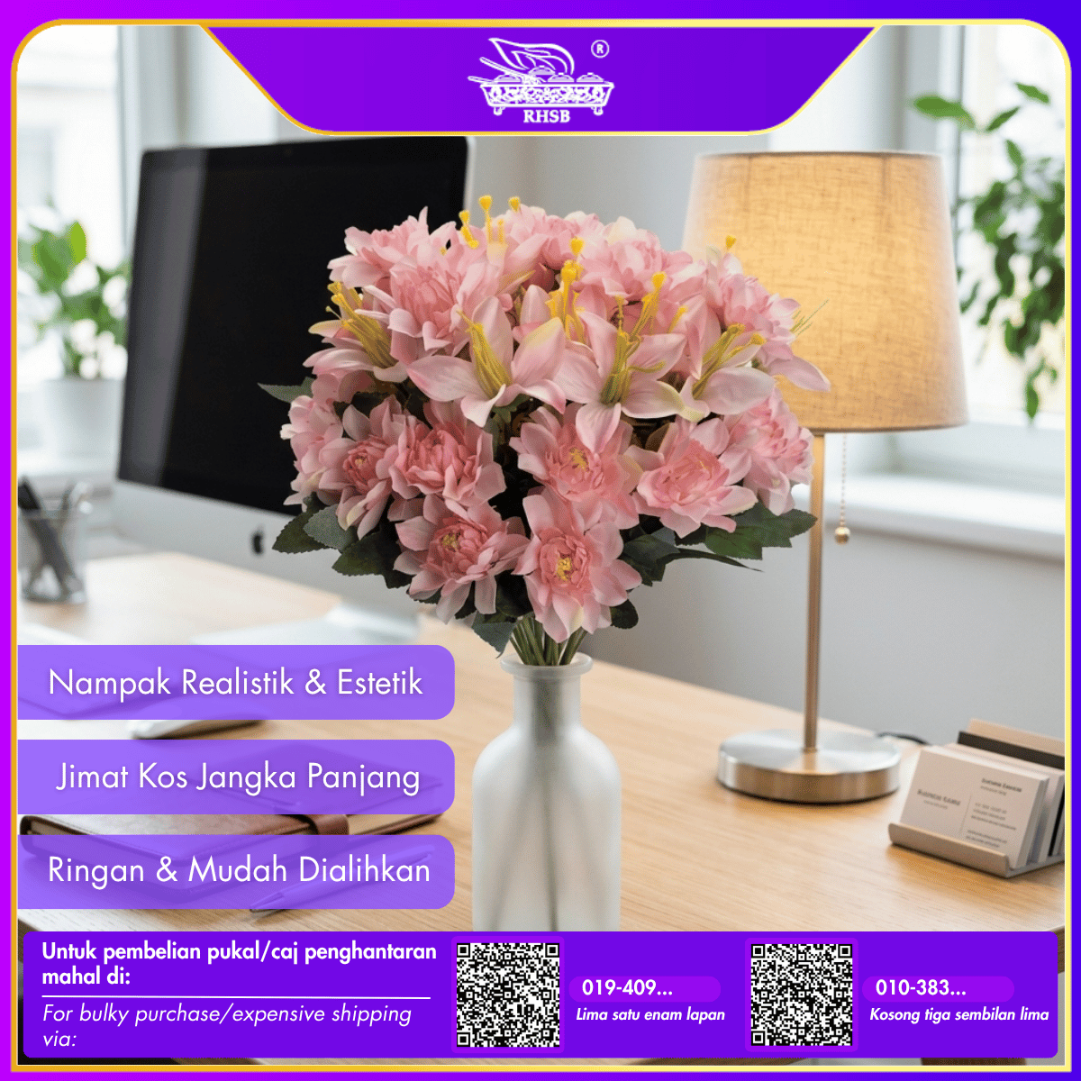 [1 PC] Artificial Dahlia Bush | Faux Dahlia | Bunga Dahlia | Bunga Hiasan | Flower Bouquet | AF10023