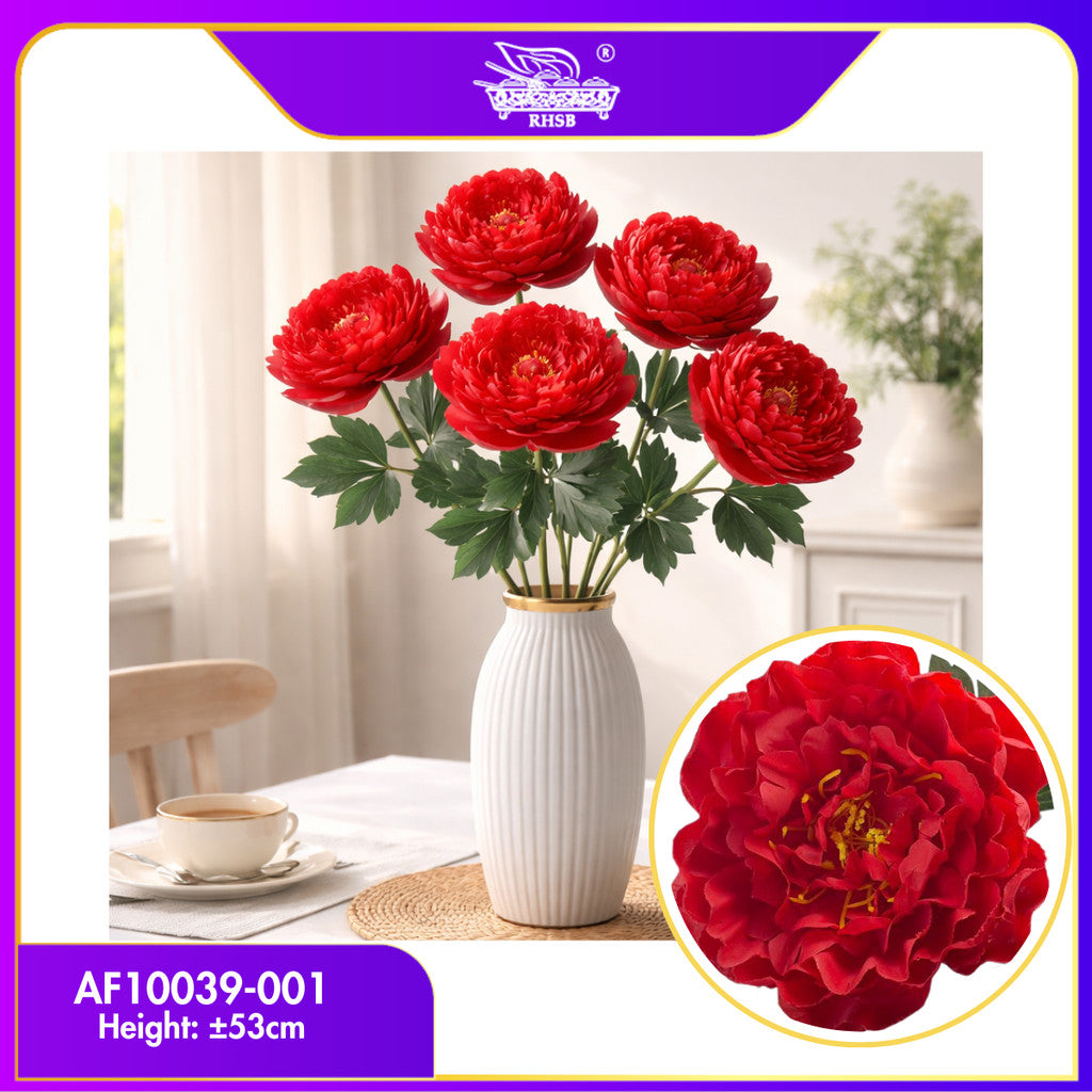 [1PC] Peony Artificial Flower 53cm | Single Flower Head 15cm | Chinese New Year Deco Hamper AF10039
