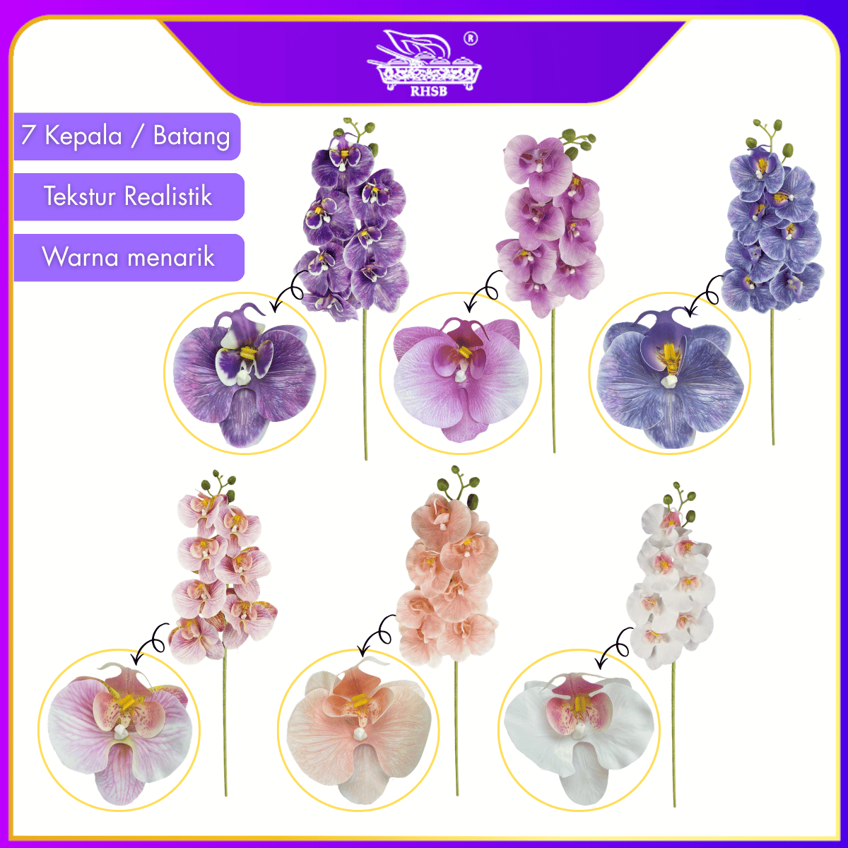 [1PC] Artificial Butterfly Orchid | Bunga Orkid 3D AF10078