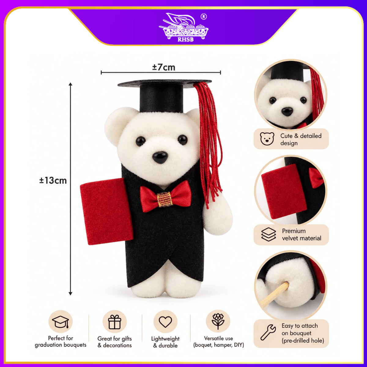 [1PC]CONVO BEAR /TEDDY BEAR /VALENTINE BEAR /FLOWER BOUQUET /PATUNG LOVE /HADIAH / CONVOCATION BEAR / PATUNG KONVO TOY-B150