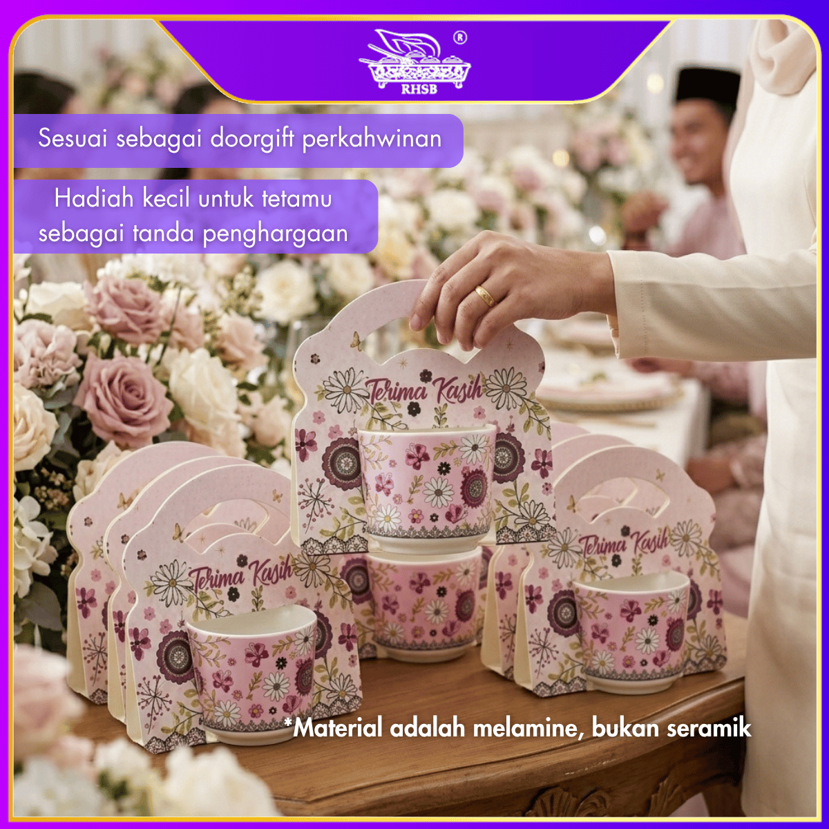 [1 PC] Doorgift Melamine Cup | Doorgift Cawan Melamine | Wedding Doorgift | Cup Gift Set