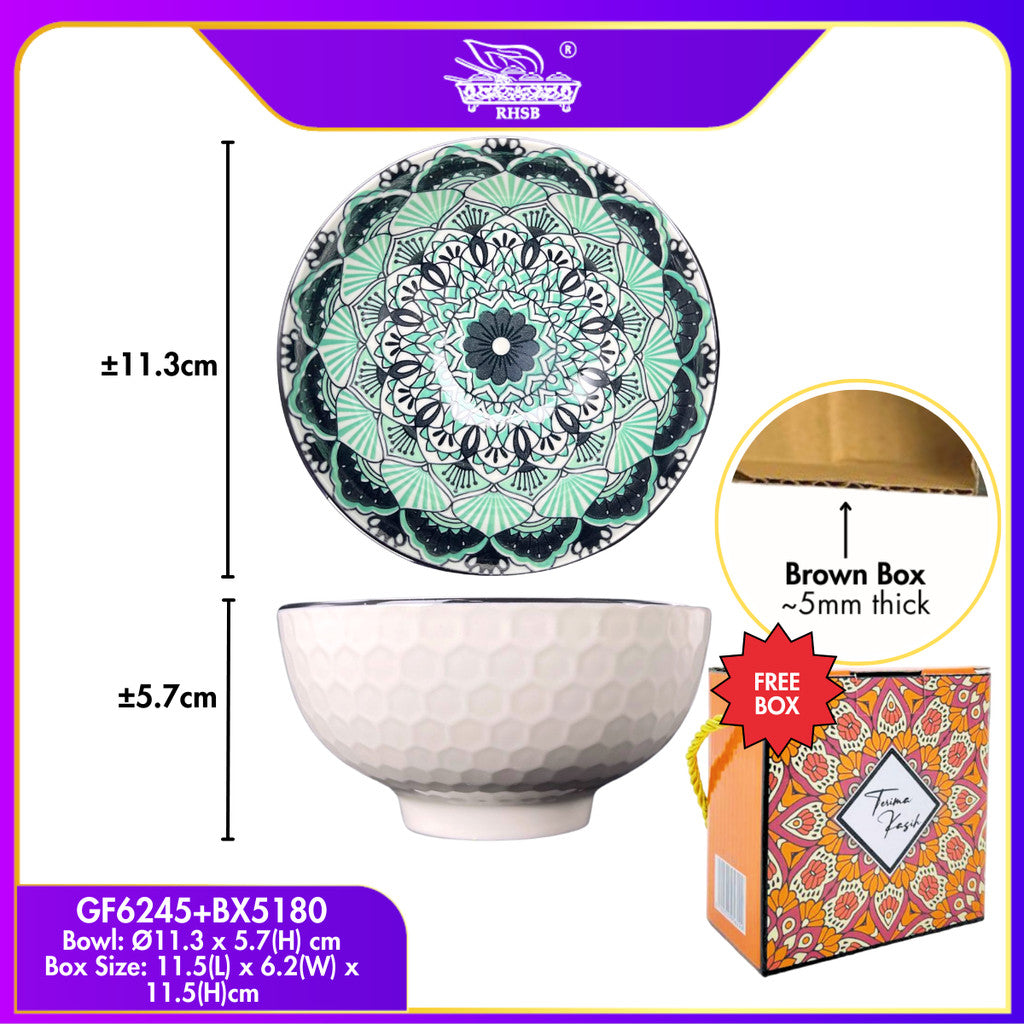 [1 PC] BOHEMIAN STYLE RICE BOWL WITH BOX/ CERAMIC BOWL/ SOUP BOWL/ WEDDING DOORGIFT DINNERWARE/ MANGKUK SERAMIK BOHEMIA GF6238-GF6245