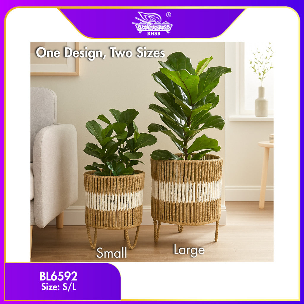 [1 PC] Eco-Friendly Rattan Woven Planter Basket /Pasu Pokok / Flower Pot / Pasu Pokok Hiasan BL6592
