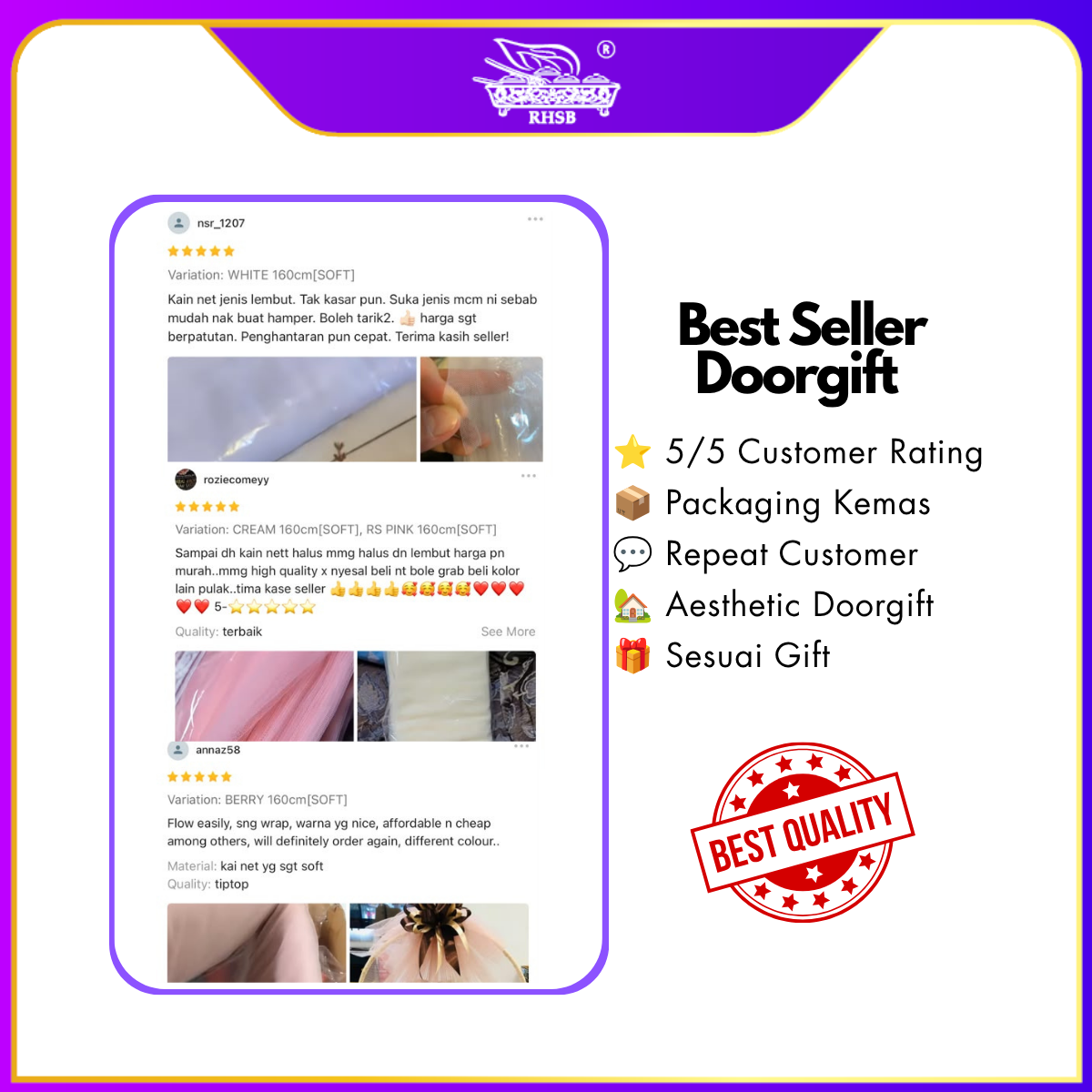 [P15M] Mesh Net Bridal Fabric | Soft Net Rough Tulle Fabric | Organza Hamper Wrapper | Tutu Kain Net Halus Kain Lembut Kain Net Kasar MESH04