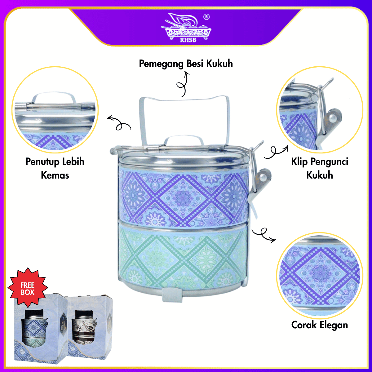 [1 PC] Mini Tiffin Stainless Steel 2 Tier | Mangkuk Tingkat Doorgift Kahwin Nikah