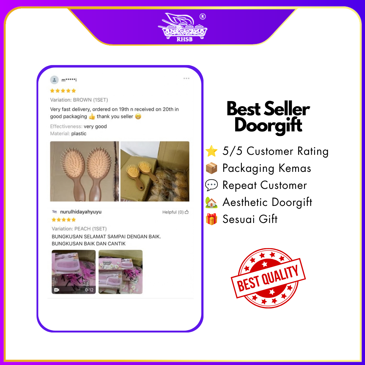 [10 SET] DOORGIFT SIKAT RAMBUT/ MINI HAIR COMB/ ADULT CHILDREN KIDS HAIRBRUSH/ AIR CUSHION COMB/ DOORGIFT KAHWIN MURAH/GF6292