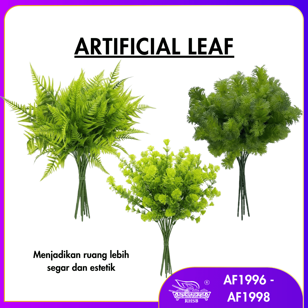 [1 PC] ARTIFICIAL FERN LEAVES /  FAKE LEAVES / HOME DECORATION /  LEAVES BOUQUET / AF1996-AF1998