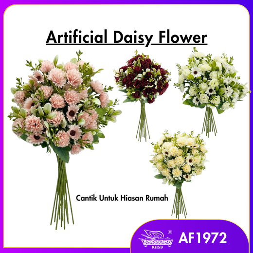 [1 PC] 5 HEADS ARTIFICIAL DAISY / SILK CLOTH POPPY / ARTIFICIAL DAISY / DAISY BOUQUET / FLOWER DECOR / BUNGA HIASAN / AF1972