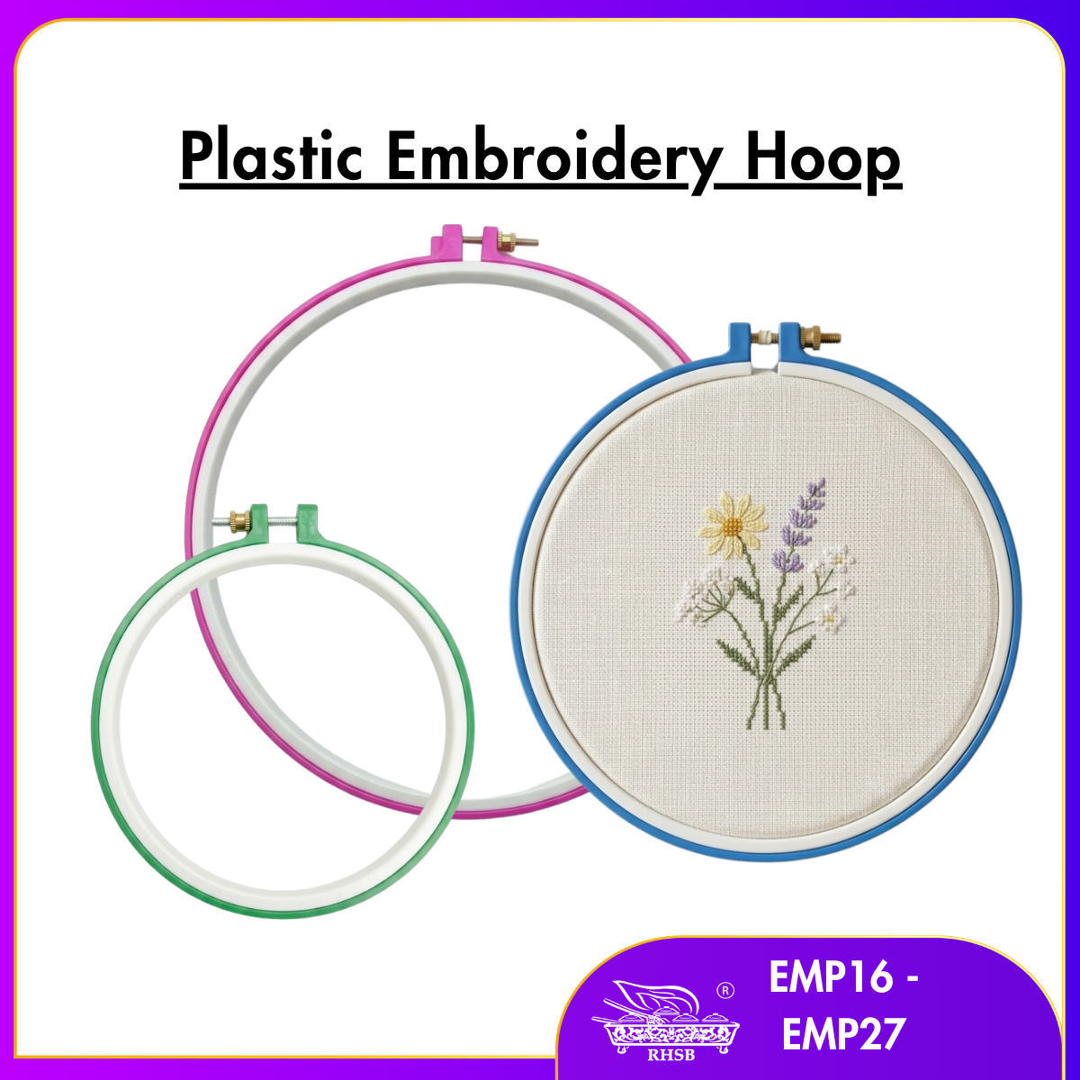 [1 PC] Embroidery Cross Stitch Hoop Embroidery Circle Adjustable | Hoop Ring Embroidery Sewing | Plastic Drum | Wooden Hook EMP16-1MP27