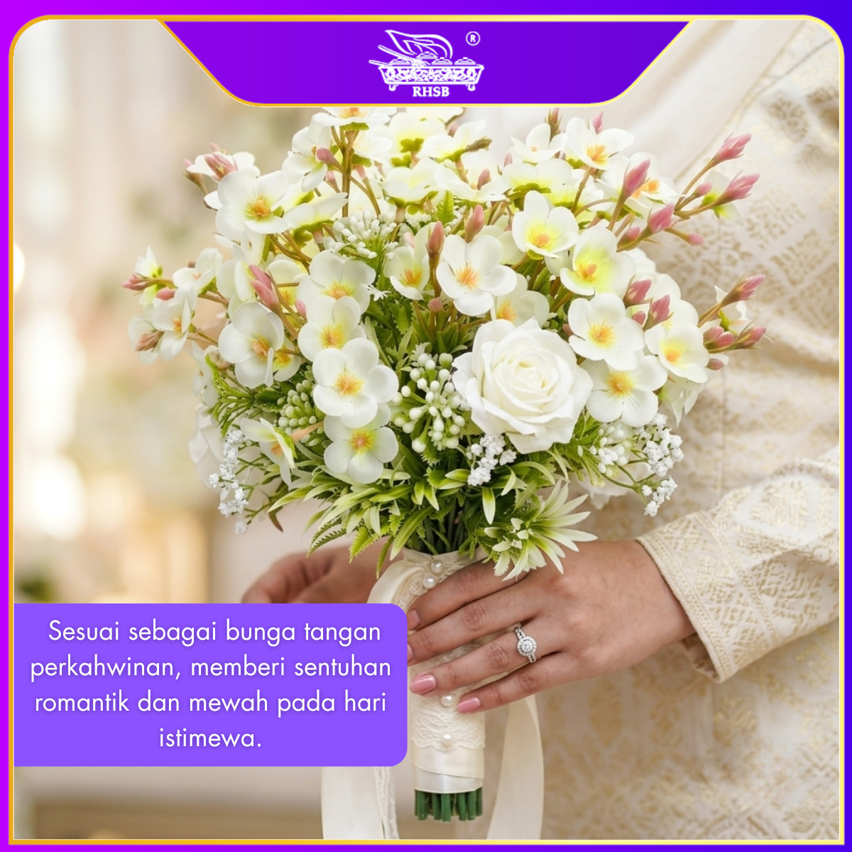 [1PC] 5 HEADS MERCURY FLOWER / ARTIFICIAL FLOWER / BUNGA HIASAN / WEDDING DECORATION / PERIWINKLE FLOWER / AF10044