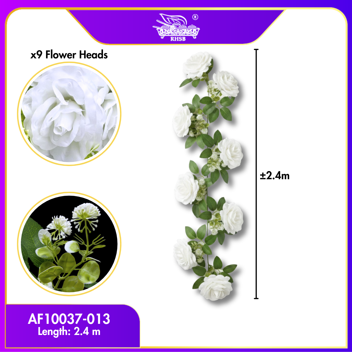 [1 PC] 2.4M Artificial Rose Flower Vine | Bunga Rose Tiruan Menjalar Hiasan Kahwin Pelamin Dinding