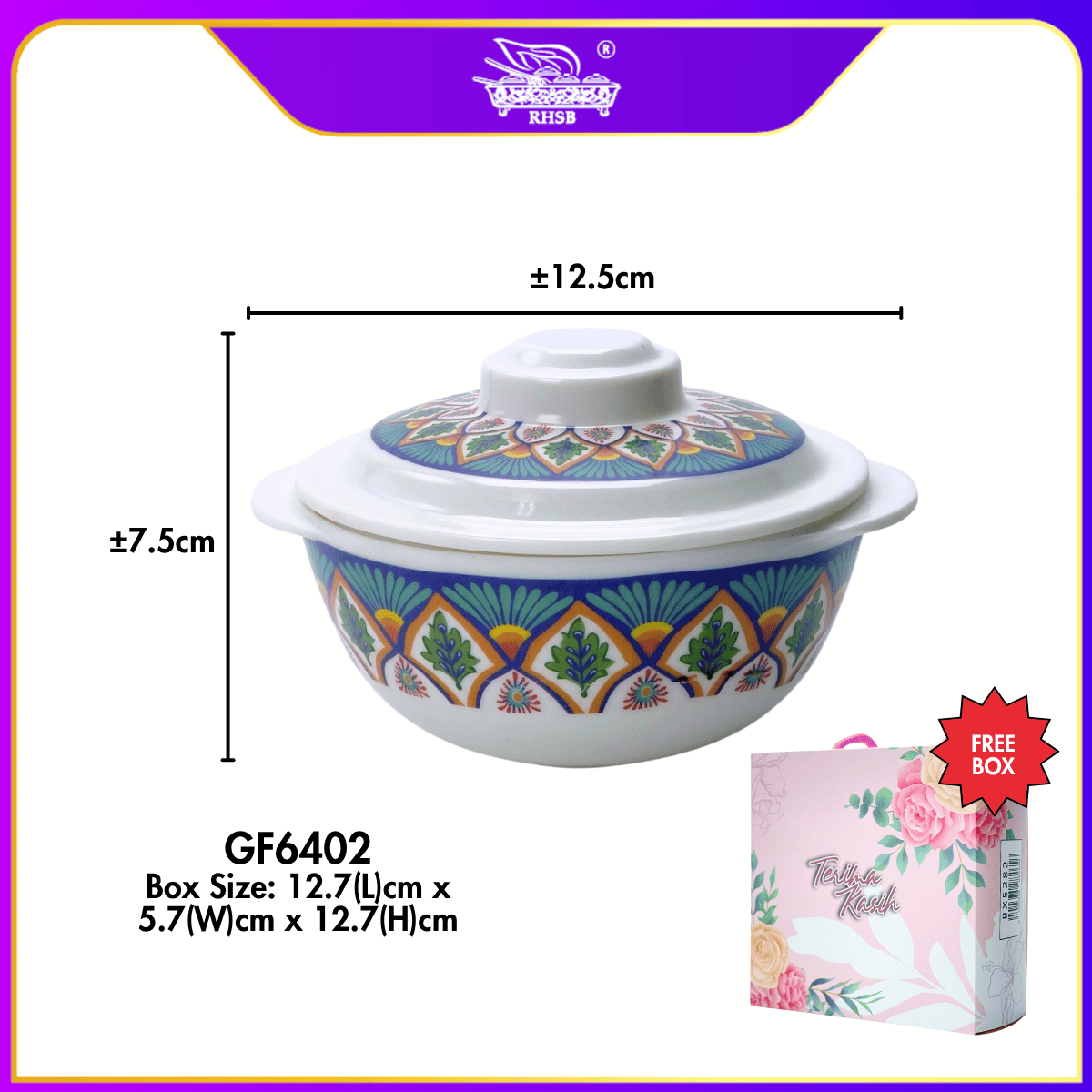 [10 SET] Doorgift Kahwin Popular | Mangkuk Bertudung Melamin  4” + Free Box | Cenderahati Tetamu Kenduri GF6402