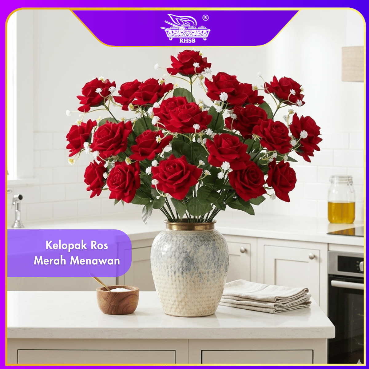 [1 PC] Diamond Rose Luxury Velvet Silk Bouquet | Elegant Wedding & Engagement | Anniversary Decor | Bunga Kahwin / Pengantin AF10038-001
