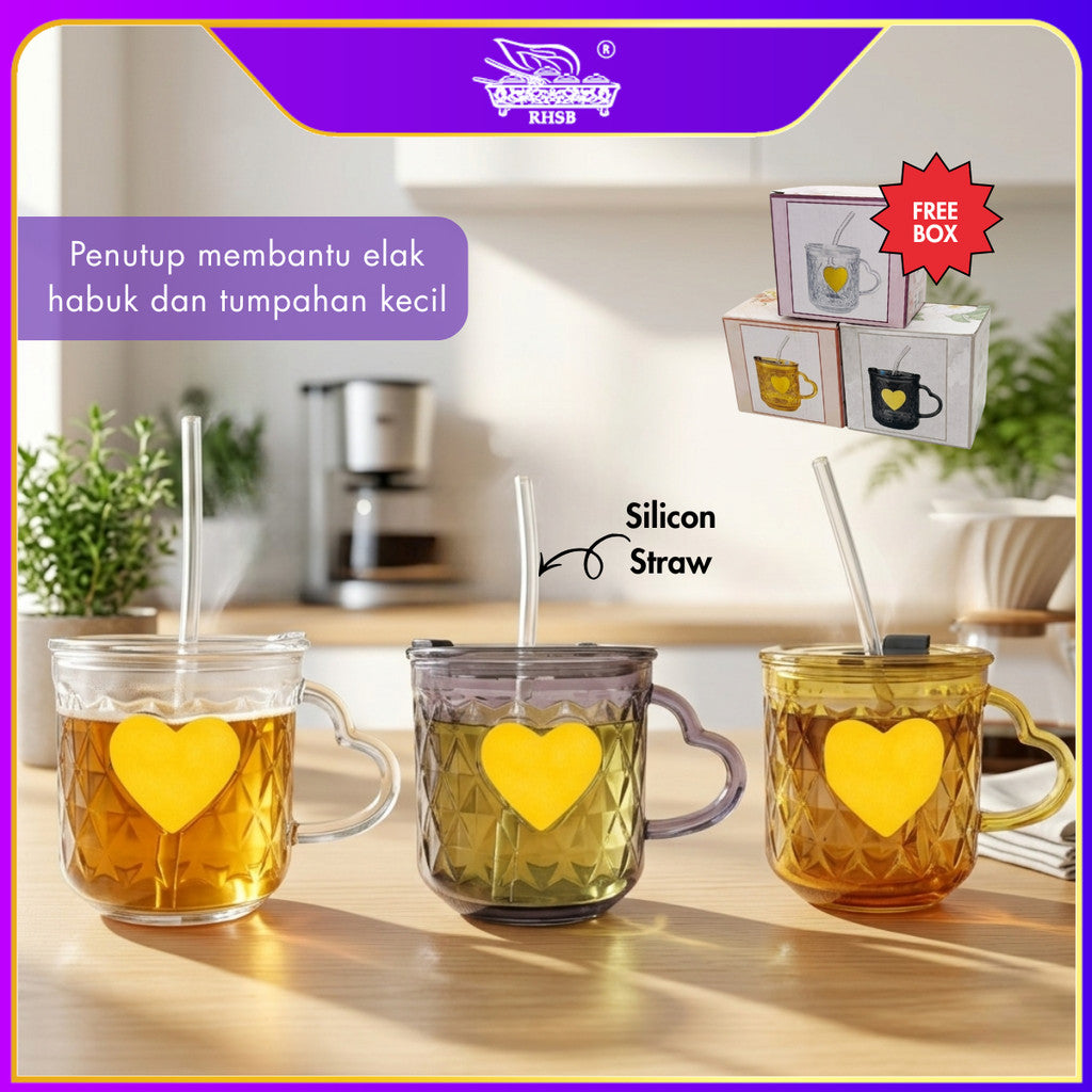 [1 PC]  Doorgift Kahwin Mug Kaca Premium | Cawan Kaca Elegant Gift Tetamu Kenduri Nikah GF6395