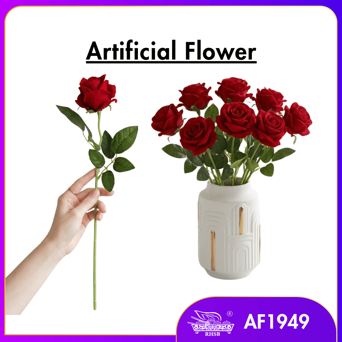 [1 PC] 1-HEAD ARTIFICIAL VELVET ROSE / VINTAGE ROSE/ BUNGA ROS/ BUNGA HIASAN / ARTIFICIAL FLOWER / RED ROSE/ ROSE BOUQUET AF1949