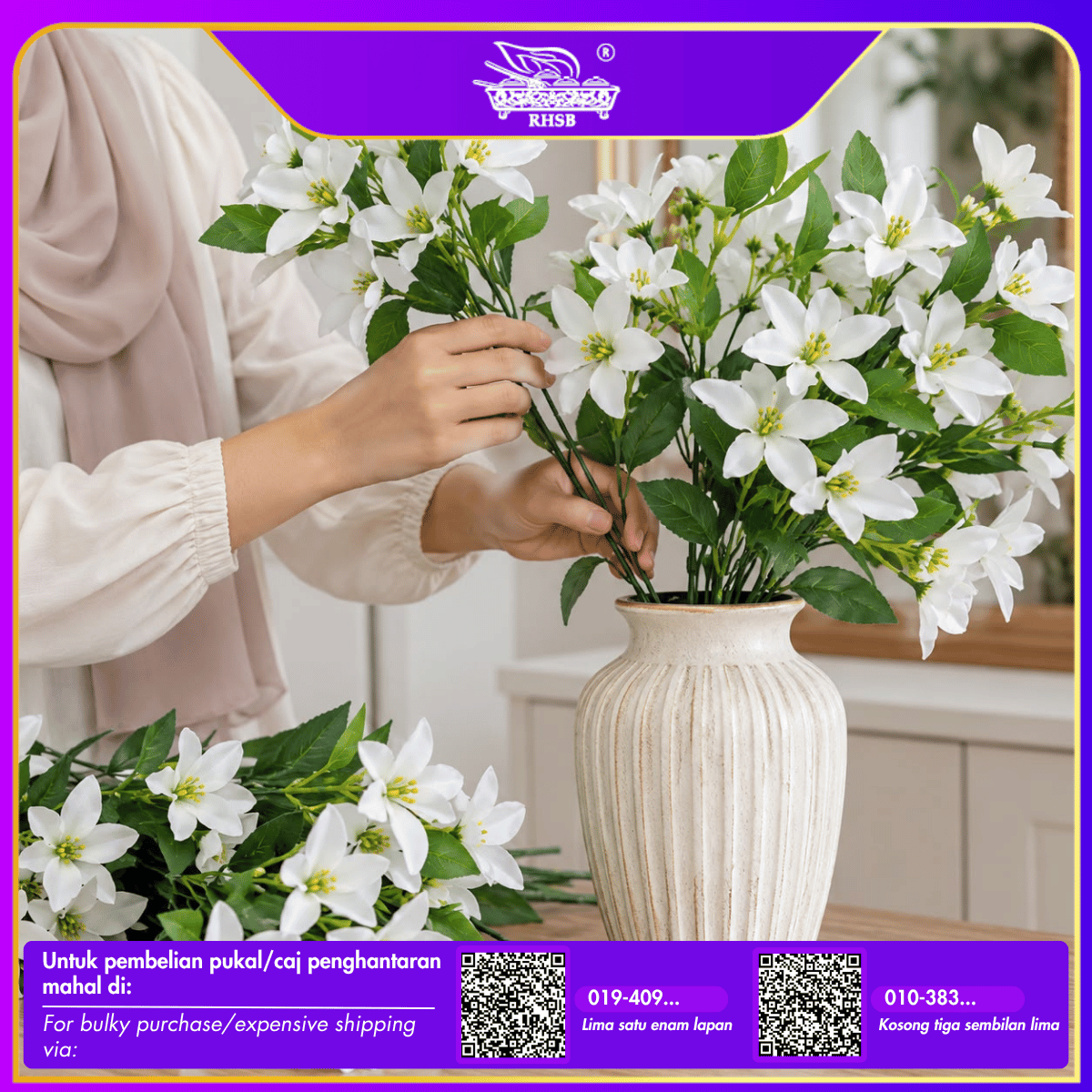 [1 PC] Bunga Kemuning Muraya Orange Jasmine Tiruan 5 Kepala | Bunga Hiasan Pelamin, Hantaran, Tunang & Dekorasi Rumah AF10034