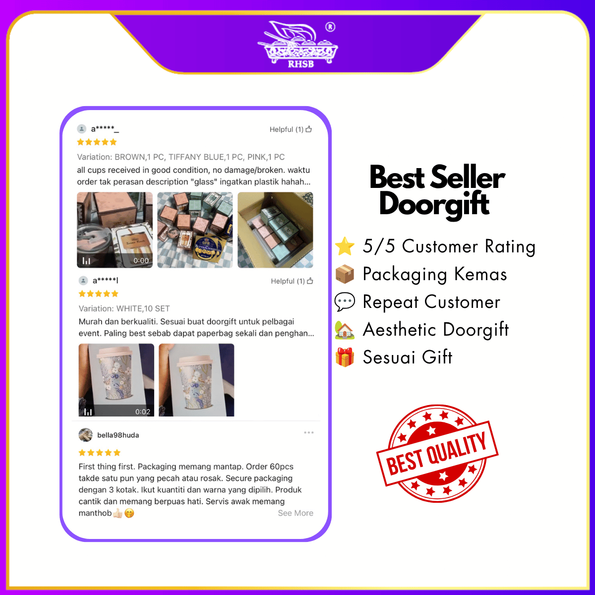 [1 PC] Doorgift Melamine Cup | Doorgift Cawan Melamine | Wedding Doorgift | Cup Gift Set