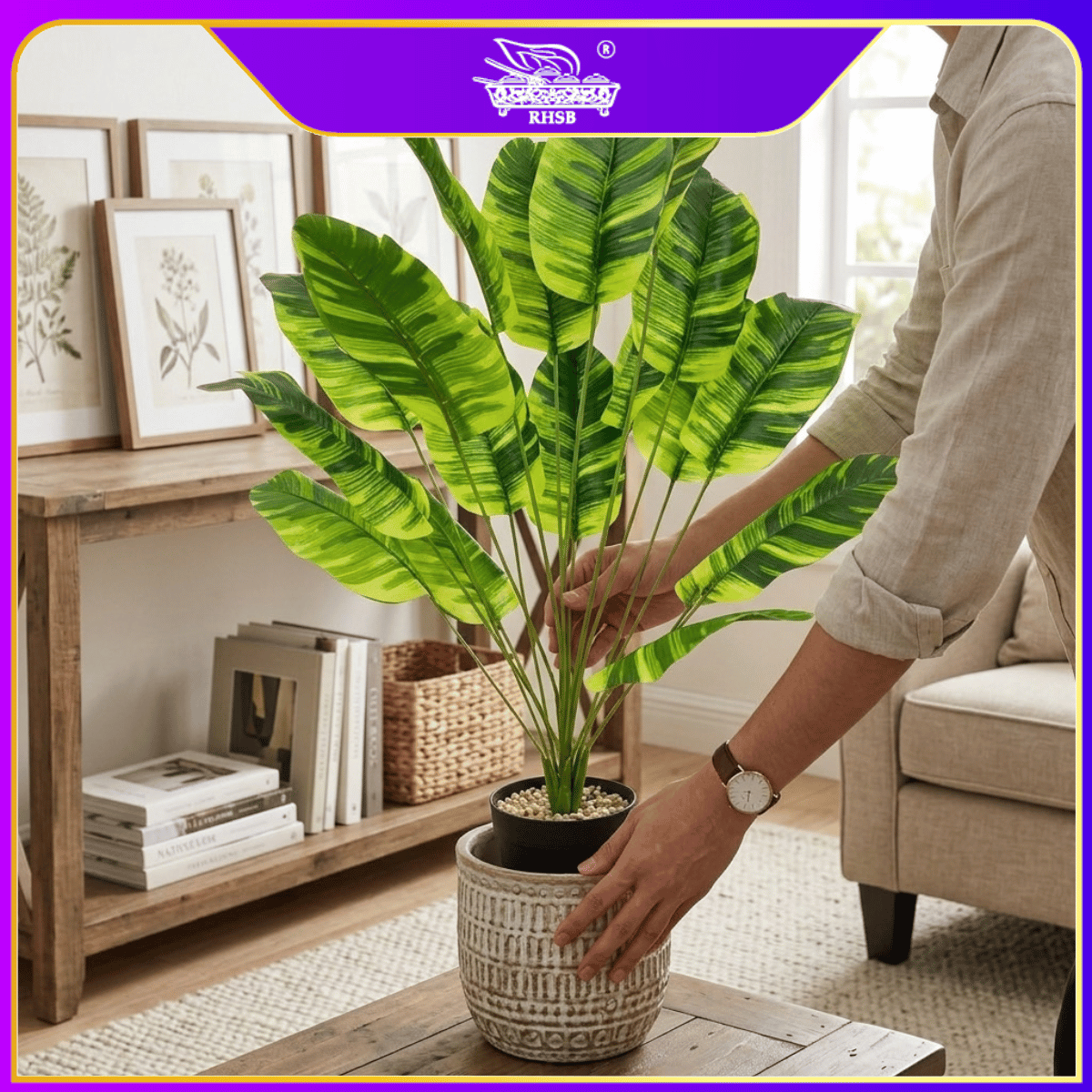 [1 SET]  Pokok Daun Pisang Tiruan | Pokok Hiasan Tropika Dalam Pasu | Tropical Artificial Banana Leaf Tree for Home & Office PLANT4560