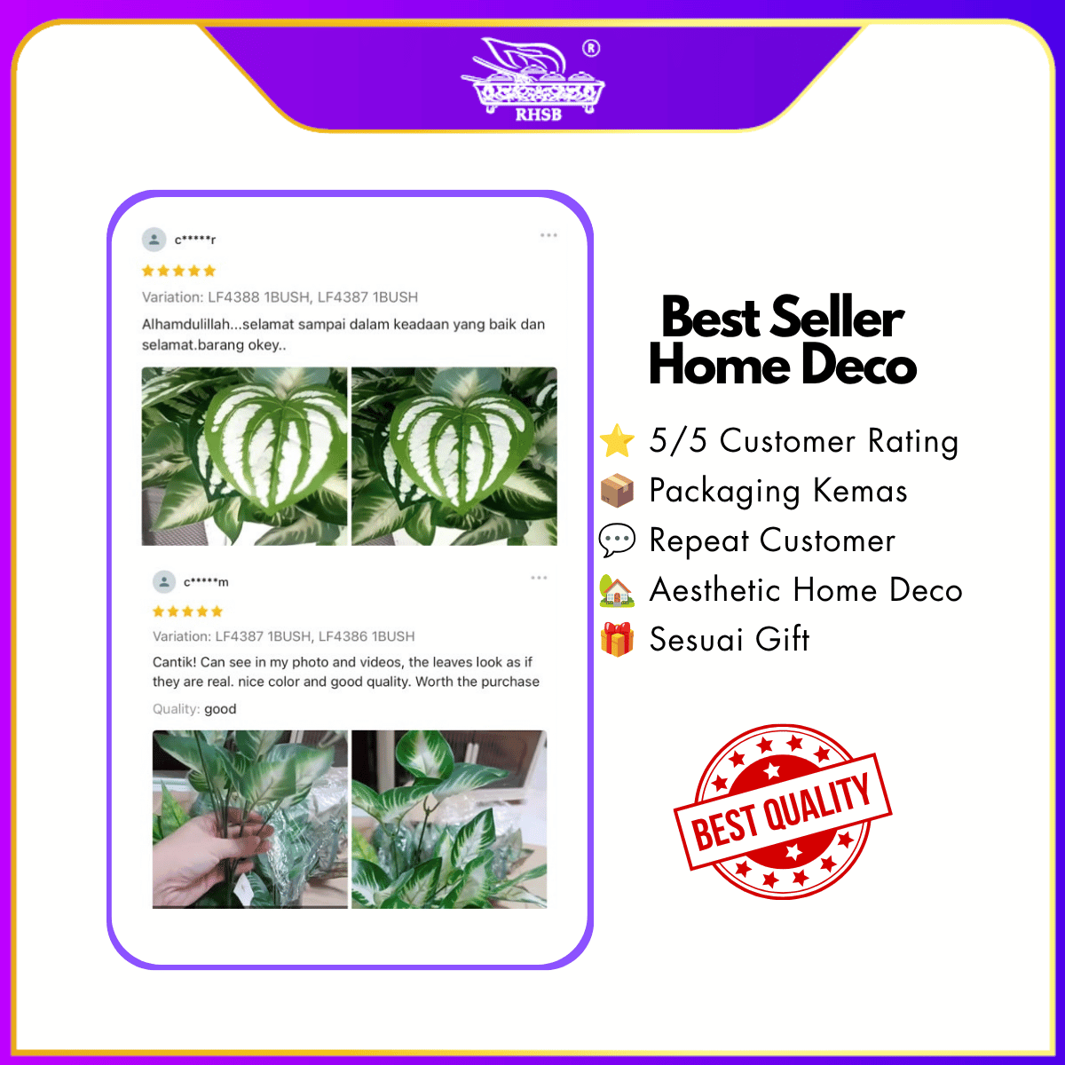 [1PC] Daun Maple & Anggur Tiruan 42CM | Artificial Leaf Branch Home Decoration AF1960