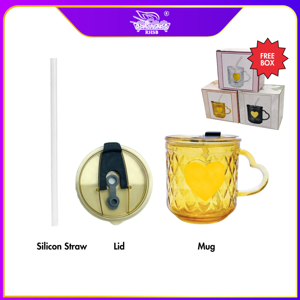 [1 PC]  Doorgift Kahwin Mug Kaca Premium | Cawan Kaca Elegant Gift Tetamu Kenduri Nikah GF6395