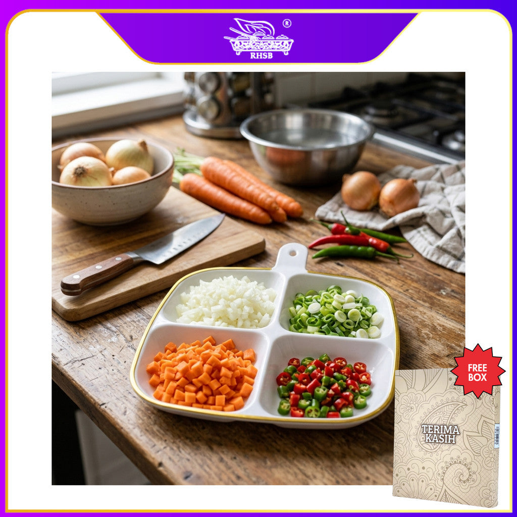 [10 SET] Doorgift Kahwin Pinggan Petak 4 Bahagian | Tray Sos Buah Kuih Snek Hidangan Tetamu GF6407-GF6408