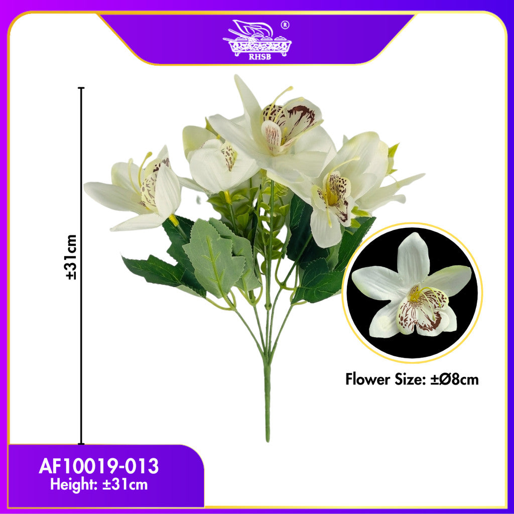 [1 PC] Bunga Orkid Artificial 5 Kepala 31CM | Silk Orchid Flower Premium | Dekorasi Rumah Pejabat Majlis Kahwin AF10019