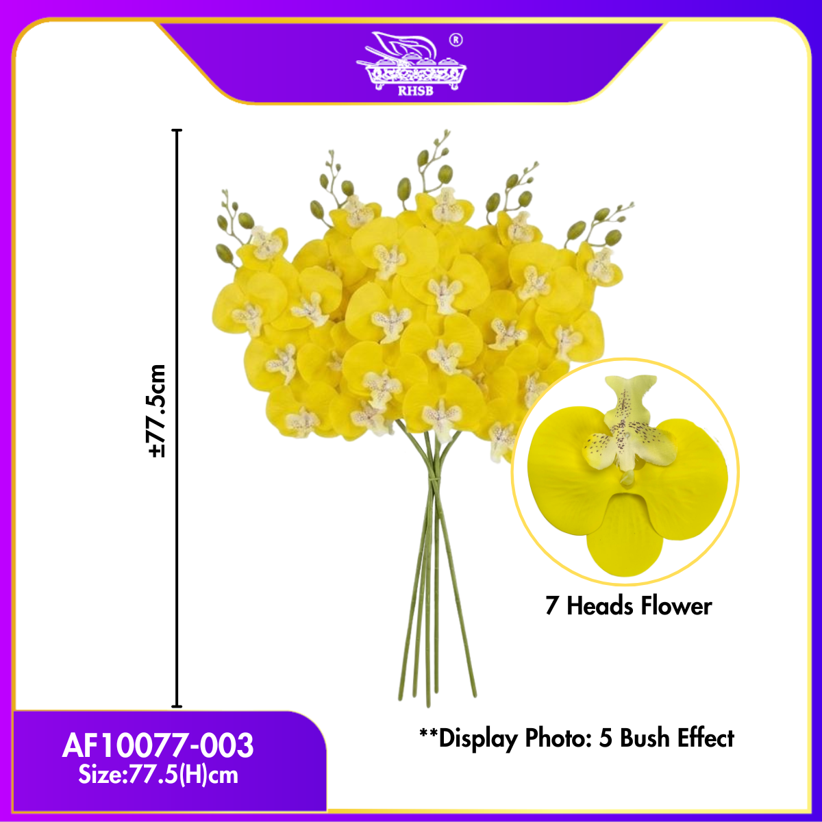 [1 PC] Artificial Orchid Latex 77cm | Bunga Orkid Latex Hiasan  AF10077