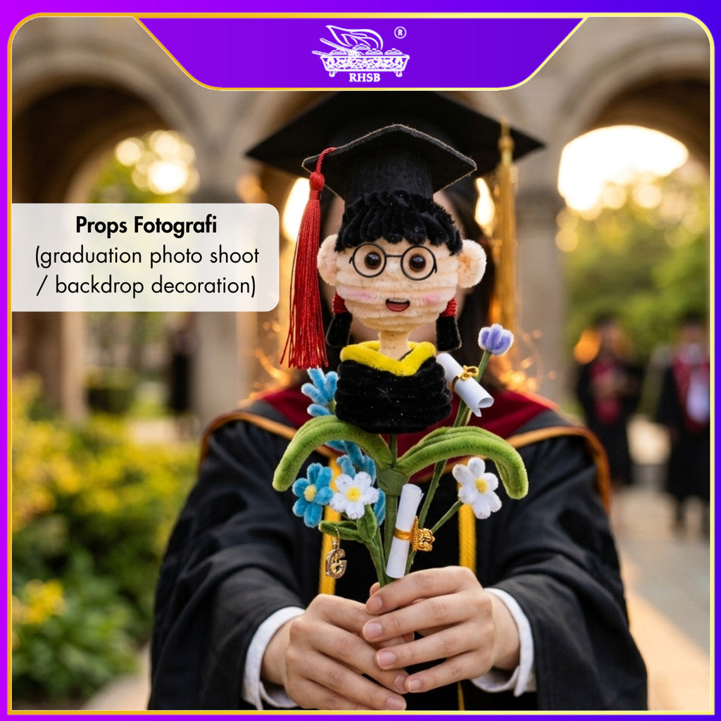 [1PC] Patung Convo Kawat Bulu 34CM | Handmade Graduation Doll Lelaki & Perempuan Aesthetic Gift AF10014