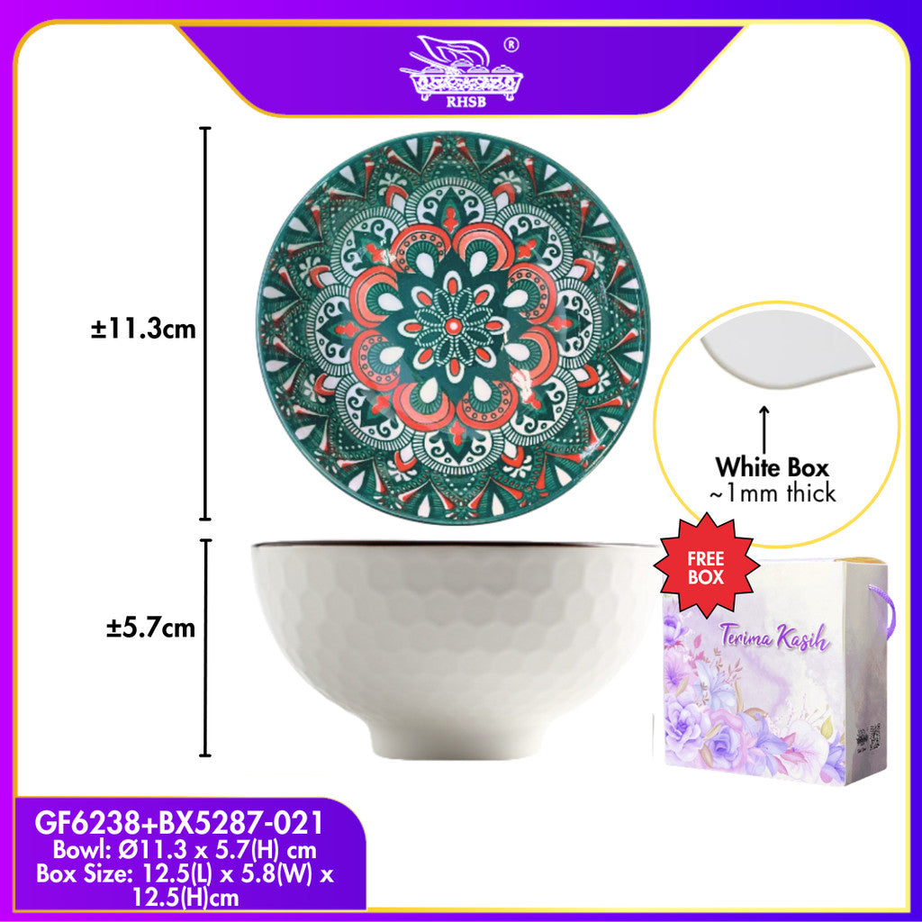[1 PC] BOHEMIAN STYLE RICE BOWL WITH BOX/ CERAMIC BOWL/ SOUP BOWL/ WEDDING DOORGIFT DINNERWARE/ MANGKUK SERAMIK BOHEMIA GF6238-GF6245