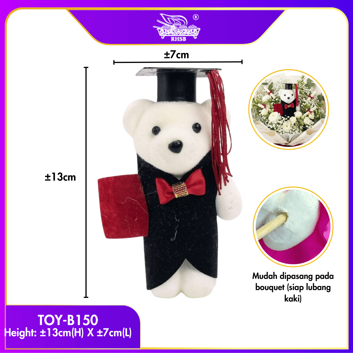 [1PC]CONVO BEAR /TEDDY BEAR /VALENTINE BEAR /FLOWER BOUQUET /PATUNG LOVE /HADIAH / CONVOCATION BEAR / PATUNG KONVO TOY-B150