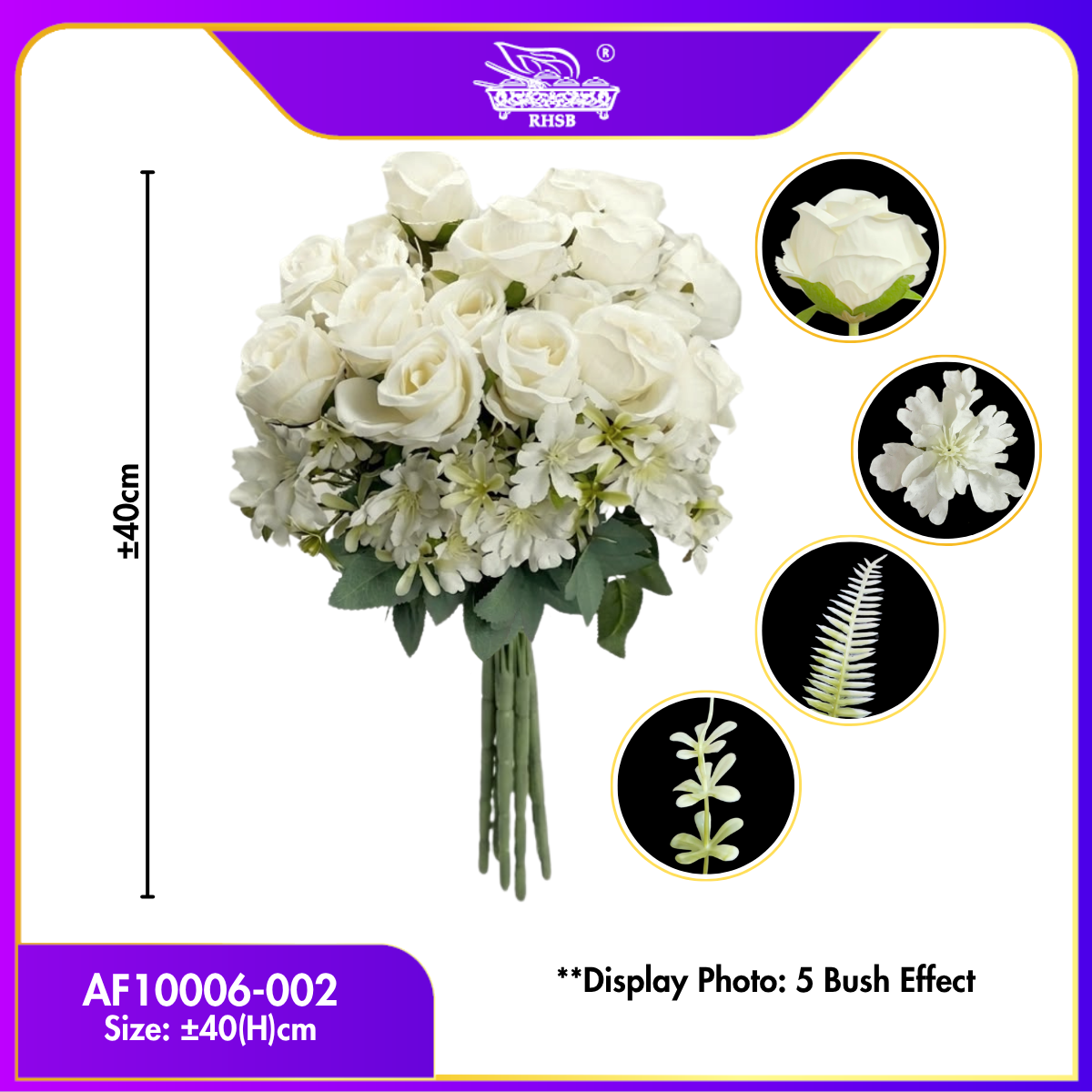 [1 PC] Artificial Peony Rose Bush 40cm | Bunga Hiasan Peony Ros AF10006