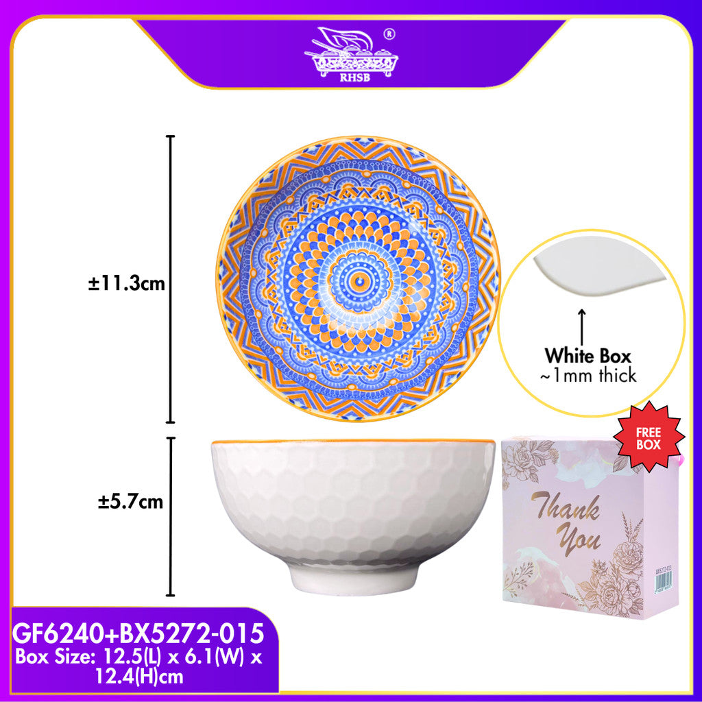 [1 PC] BOHEMIAN STYLE RICE BOWL WITH BOX/ CERAMIC BOWL/ SOUP BOWL/ WEDDING DOORGIFT DINNERWARE/ MANGKUK SERAMIK BOHEMIA GF6238-GF6245