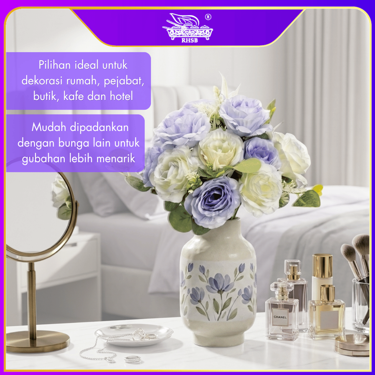 [1PC] Artificial Peony | Tea Rose | Bunga Mum | Artificial Flower | Bunga Hiasan | Wedding Decor | AF10055