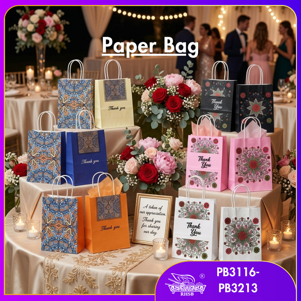 [10PCS] CRAFT PAPER BAG/ BEG MURAH/ BAG JAMUAN/ WEDDING GIFT BAG/ DOORGIFT/ THANKYOU PAPER BAG / GOODIES BAG/ PB3210-3213