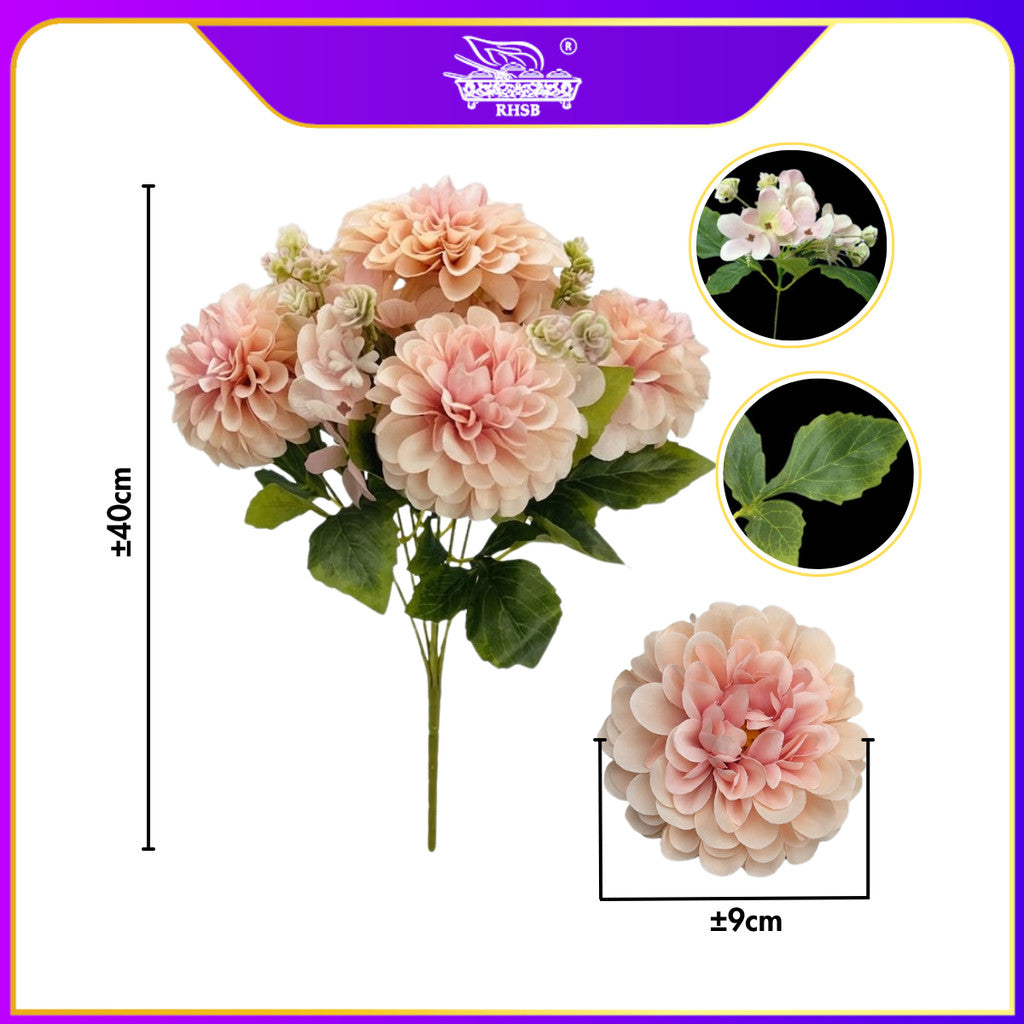 [1 PC] ARTIFICIAL MUM BALL FLOWER X8 HEAD 30CM / BUNGA HIASAN TANGAN / GUBAHAN HANTARAN KAHWIN / HOME DECOR AF1945