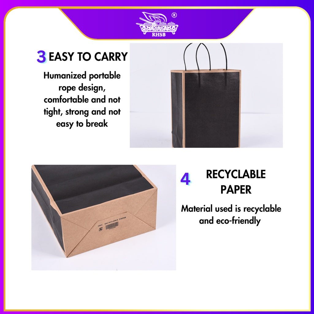 [10 PCS] CRAFT PAPER BAG WITH HANDLE/ WEDDING GIFT BAG/ DOORGIFT BAG/GOODIES BAG /RECYCLABLE BAG/ BEG MURAH/ BAG JAMUAN