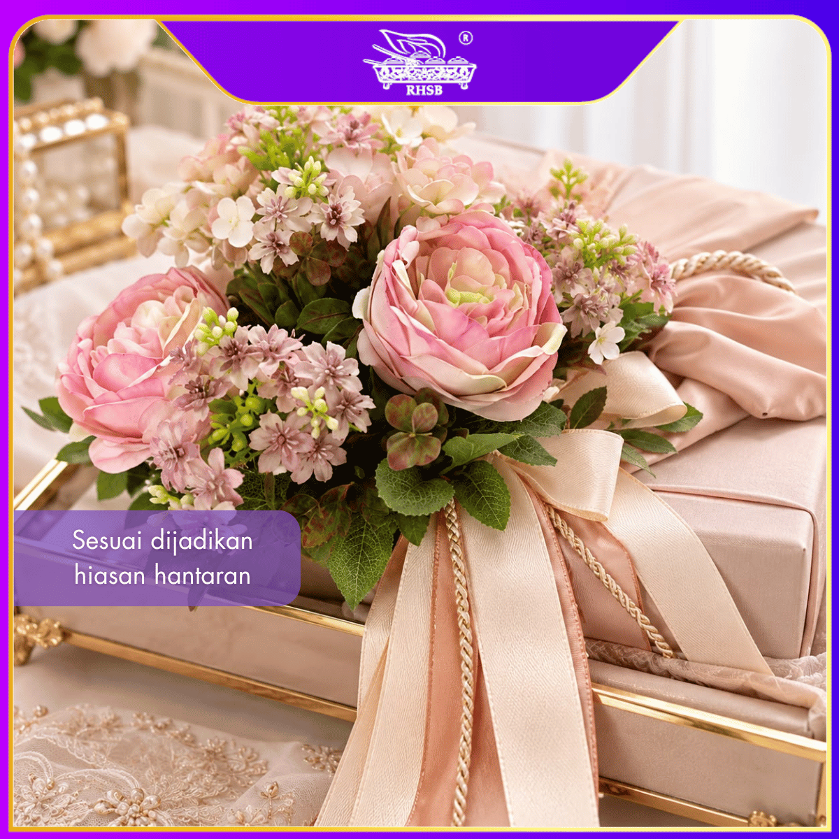 [1PC] Artificial Rose Flower 5 Heads | Bunga Ros Tiruan | Wedding Home Decor Fake Flower AF1968