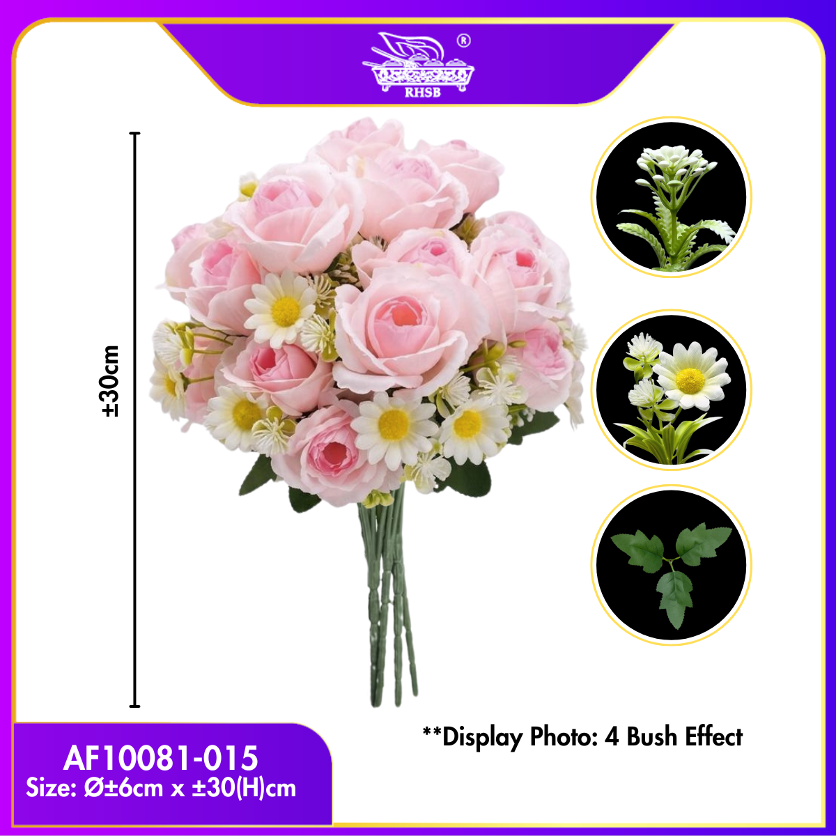 Artificial Rose Daisy 30cm | Bunga Rose Mawar  AF10081